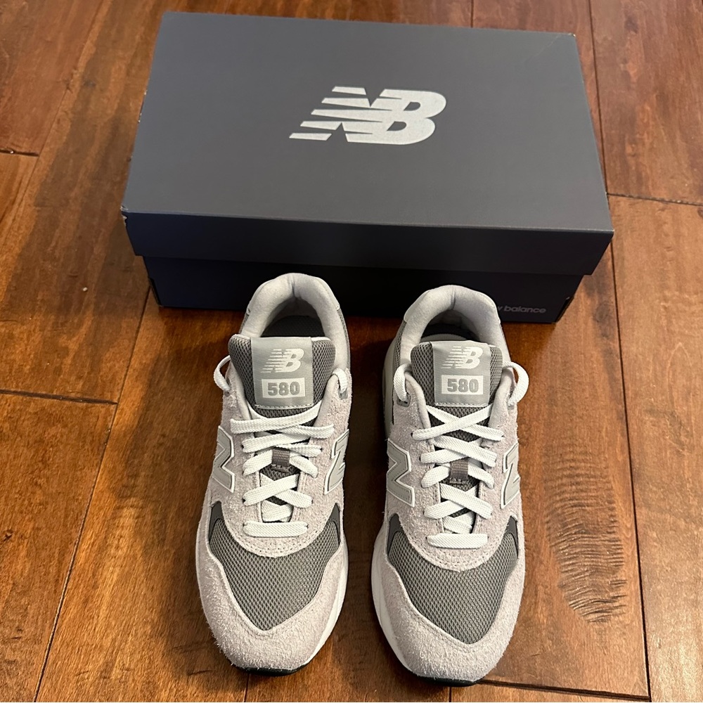 New Balance Gray 580 Mesh Suede Sneakers Sz 6 - Picture 8 of 16